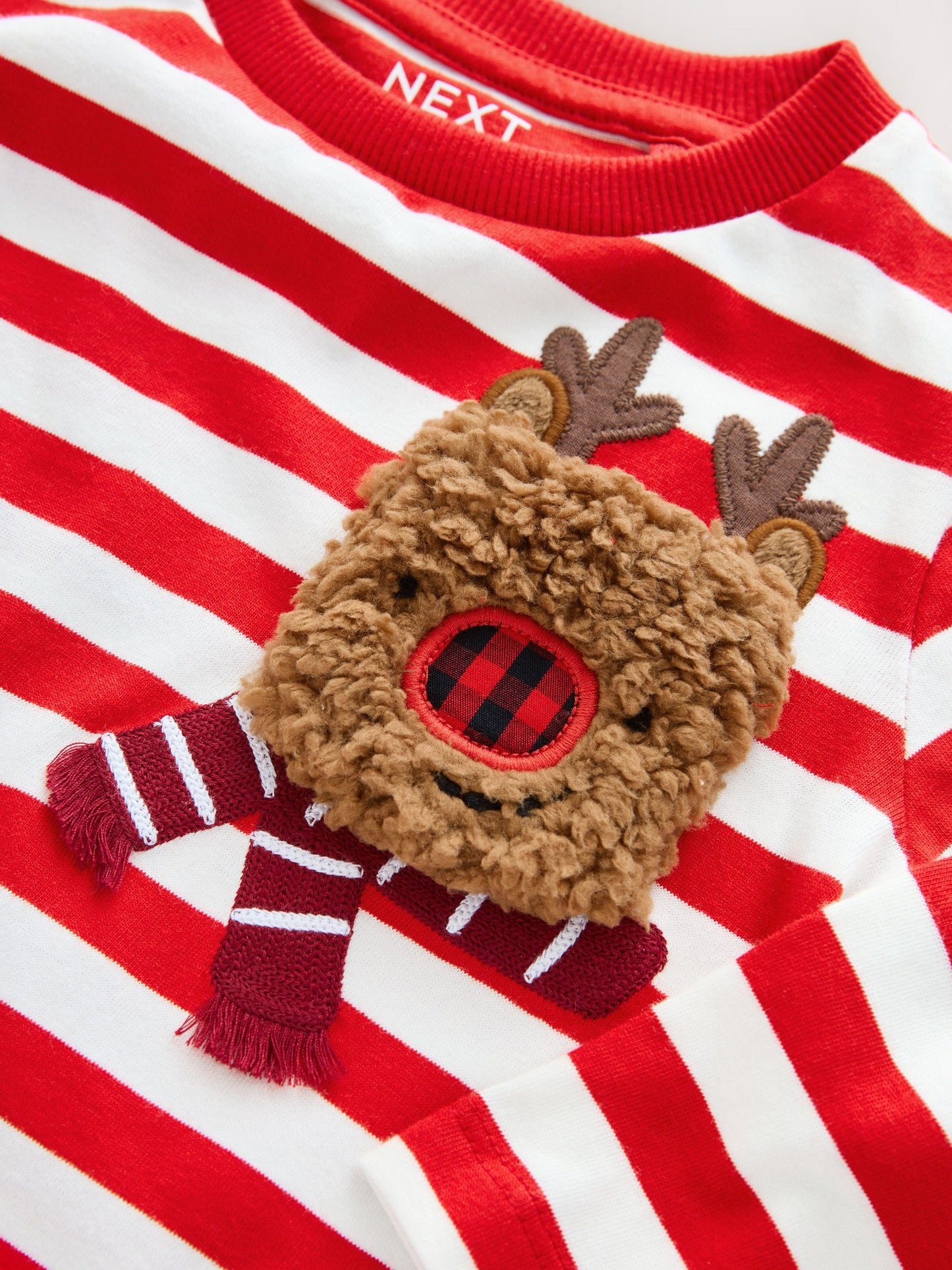 White/Red Reindeer Pocket Christmas Long Sleeve T-Shirt (3mths-7yrs) image 7