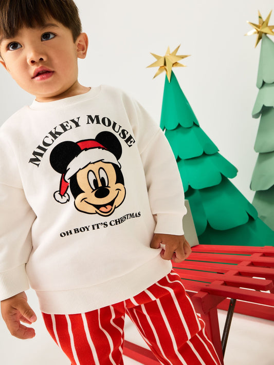 Red/White Christmas Mickey Mouse Crew Sweatshirt and Joggers Set (3mths-8yrs)