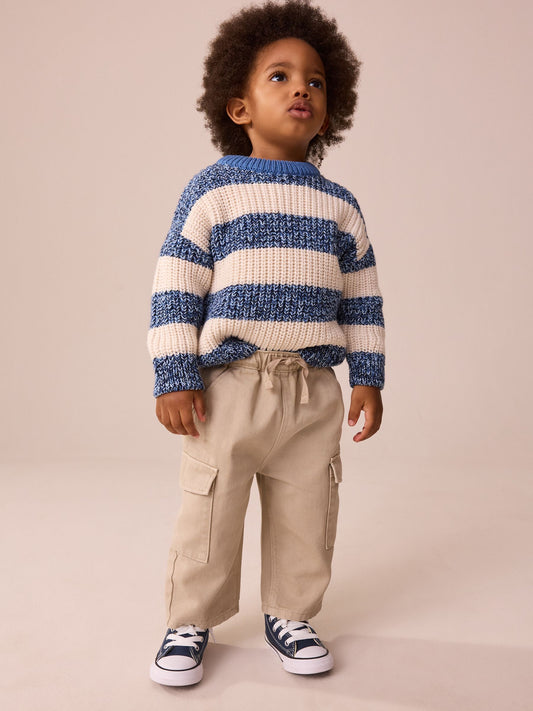 Stone Washed Wide Leg Cargo Trousers (3mths-7yrs) image 2