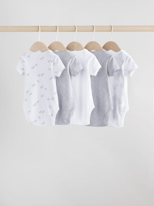 Grey Baby Short Sleeved Bodysuits 5 Pack image 2