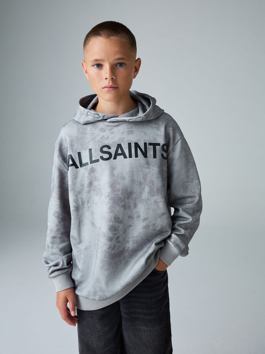 smALLSAINTS Grey Tie Dye Logo Oversized Pullover Hoodie - image 1