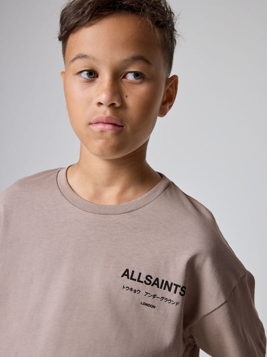 Dsiney Kidz - smALLSAINTS Light Brown Oversized Underground Crew Neck Cotton T-Shirt image 2