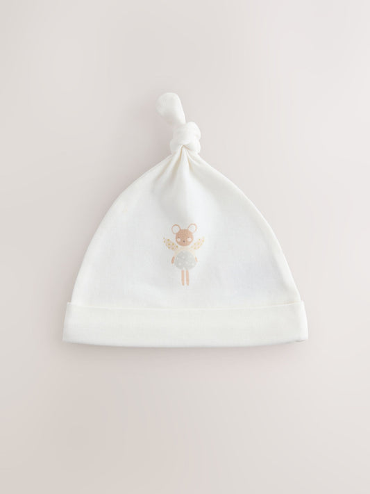 Ecru Fairy Mouse 3 Pack Tie Top Baby Beanies (0mths-2yrs) image 3