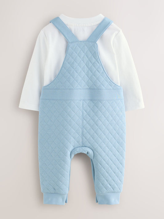Baker by Ted Baker Blue Quilted Dungarees and T-Shirt Set