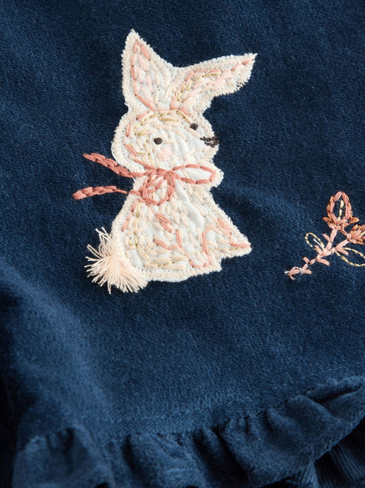 Navy Bunny Corduroy Dungarees Top and Tights Set (3mths-7yrs) image 3