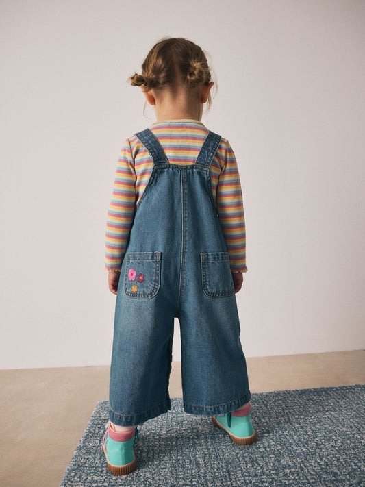 Mid Blue Bee Embellished Dungarees (3mths-7yrs)