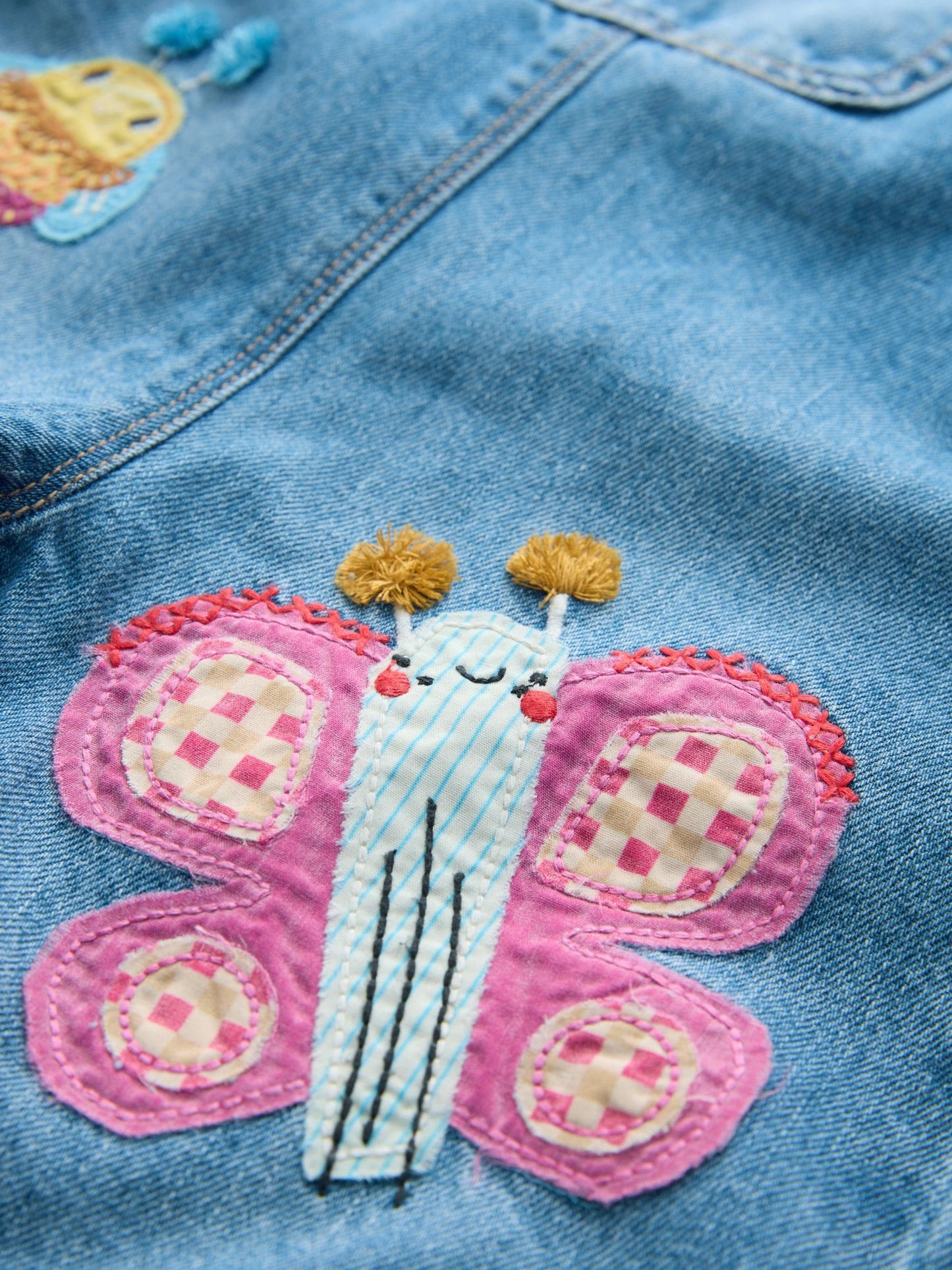 Mid Blue Bee Embellished Dungarees (3mths-7yrs)