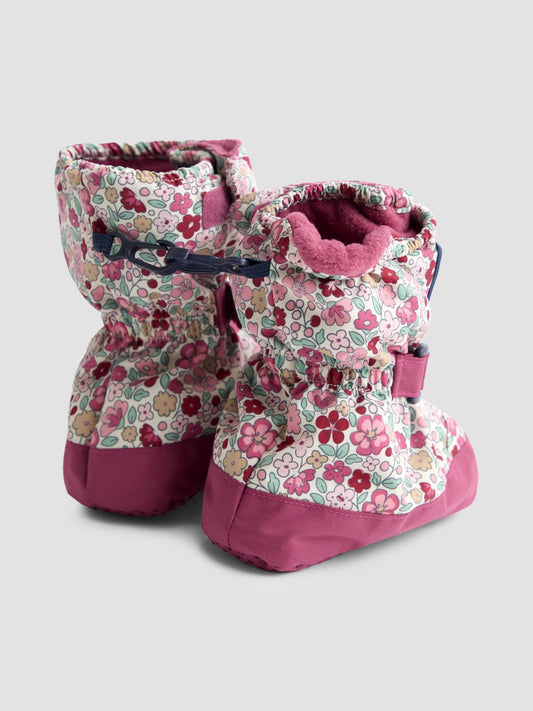 JoJo Maman Bébé Pink Ditsy Fleece Lined Booties image 2