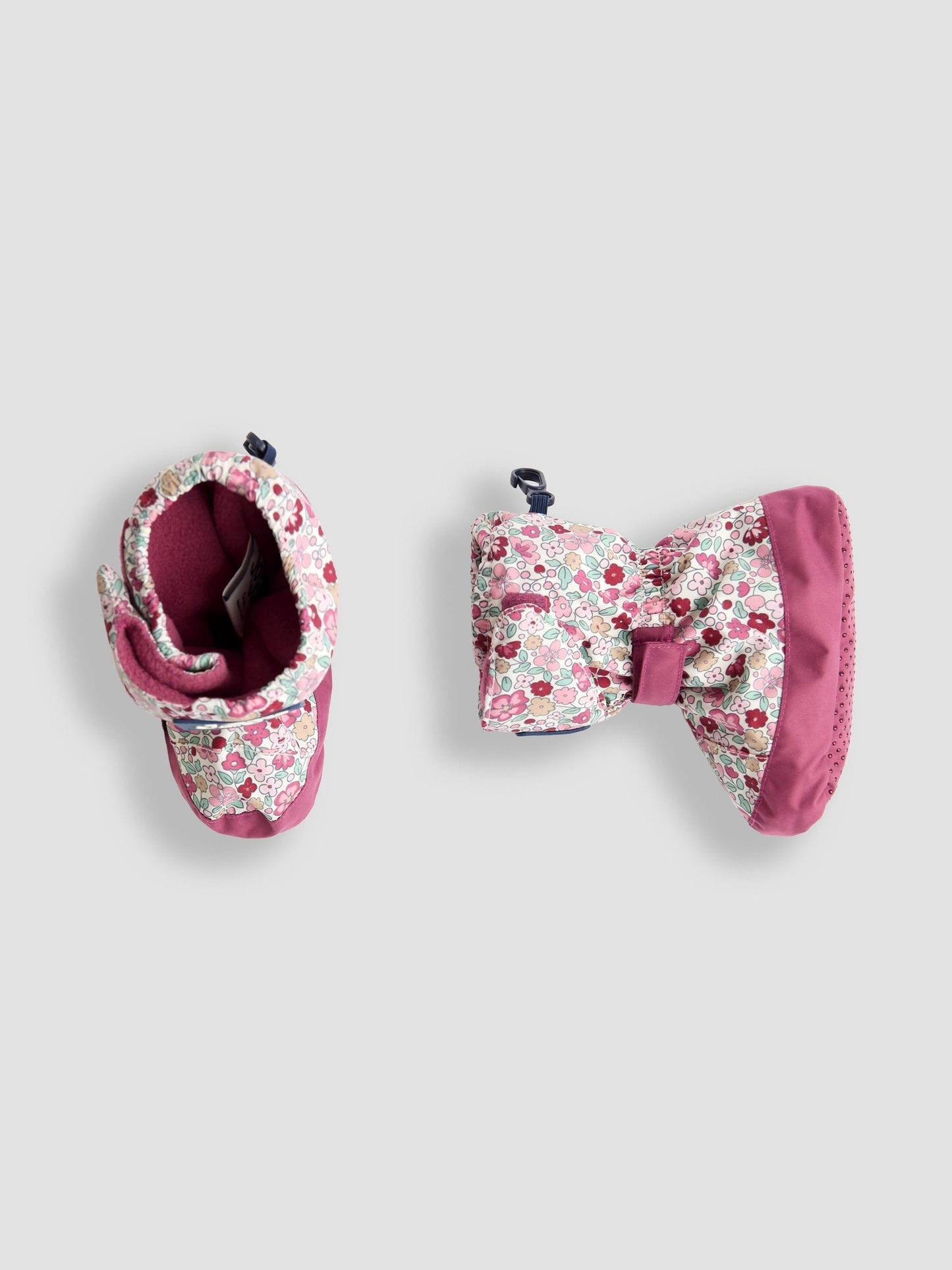 JoJo Maman Bébé Pink Ditsy Fleece Lined Booties image 3