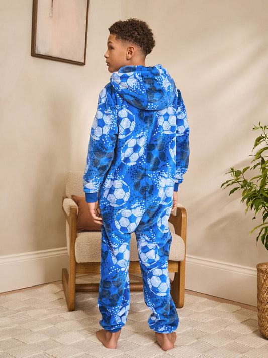 Blue Football Fleece All-In-One (3-16yrs)