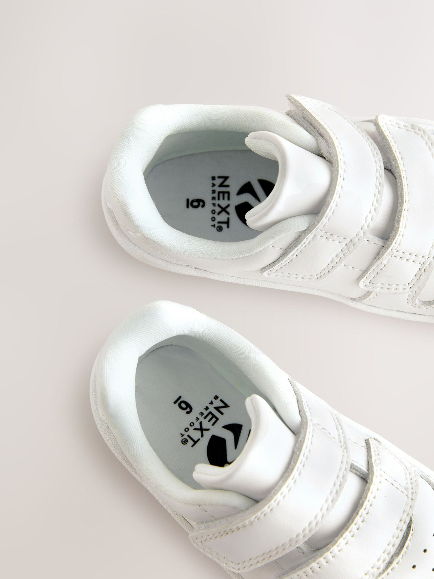 White Barefoot Leather Touch Fastening Trainers image 8