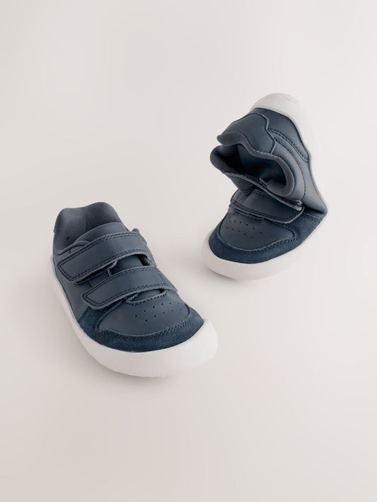 Navy Barefoot Leather Touch Fastening Trainers image 2