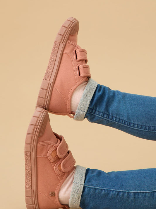 KIDLY By MORI Pink Canvas Rip Tape Trainers image 2