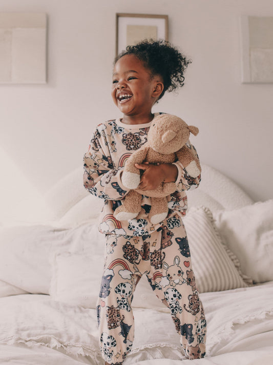 Ecru/Brown Pets Cosy Fleece Pyjamas (9mths-10yrs)