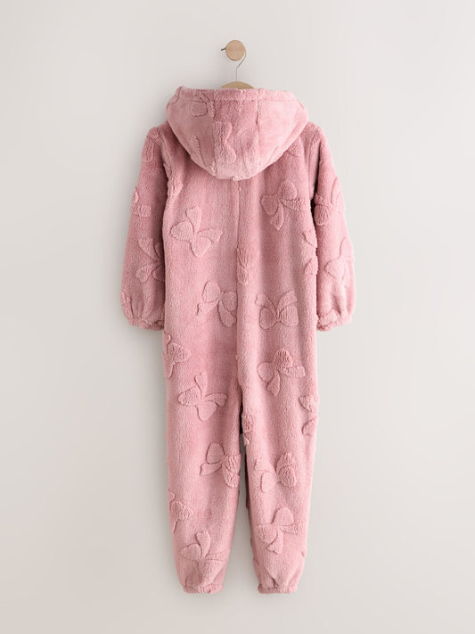 Pink Jacquard Bow Fleece All-in-One (1.5-16yrs)
