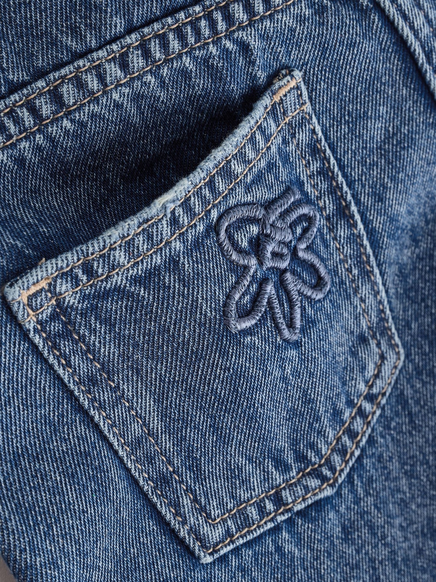 Dsiney Kidz - Mid Blue Wide Fit Wide Floral Print Embellished Jeans (3-16yrs) image 5