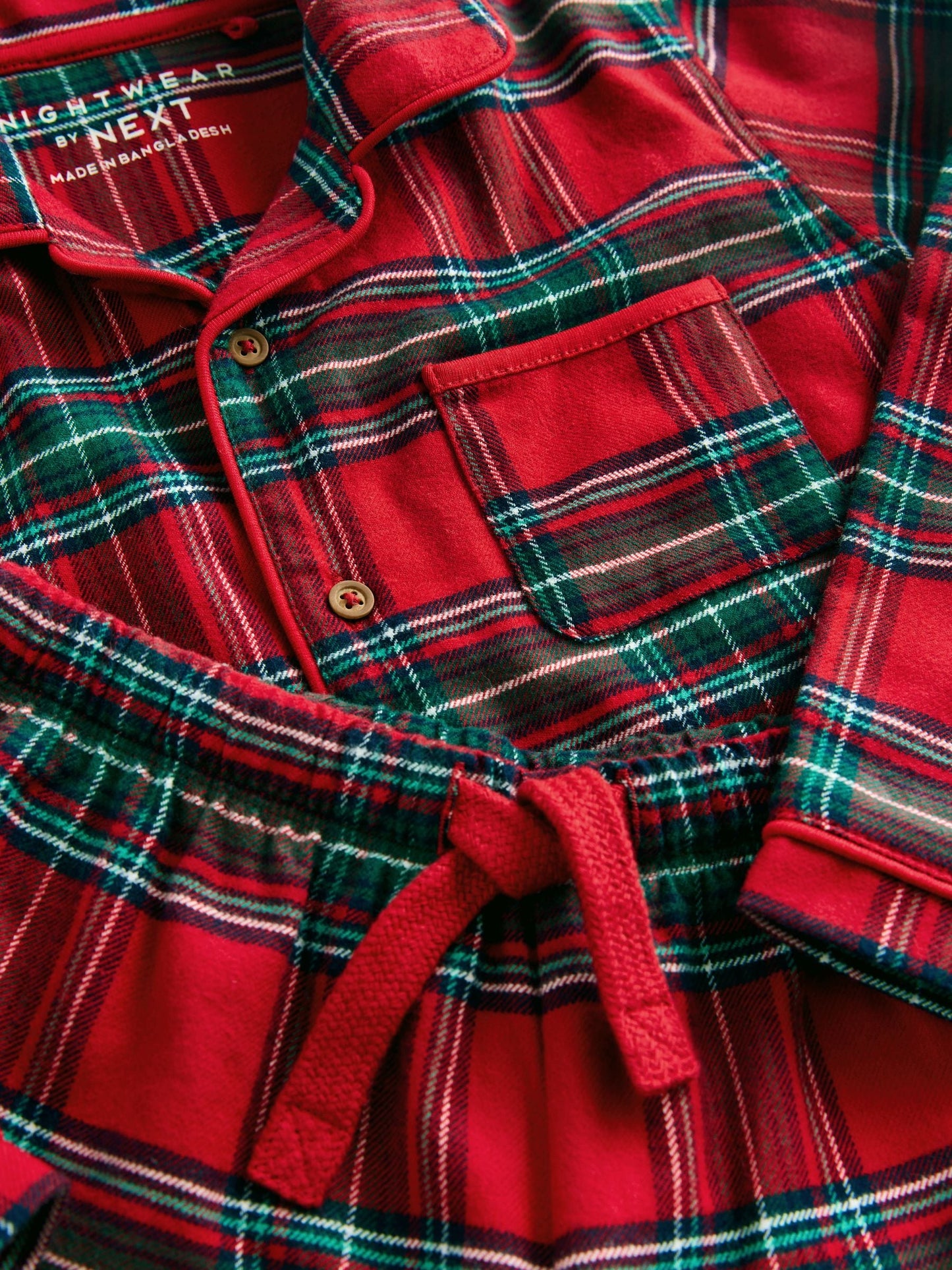 Red Check Single Button Through Xmas Pyjamas (9mths-16yrs)