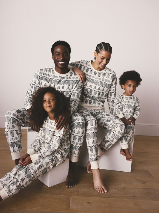 Ecru White Matching Family Christmas Fairisle Pattern Hamish Pyjamas (9mths-16yrs) image 3