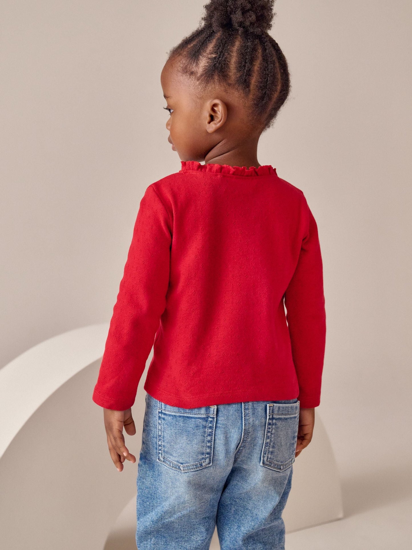 Red Long Sleeve Pointelle T-Shirt (3mths-7yrs)