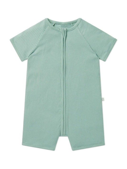 MORI Mint Green Zip Up Summer Short Sleepsuit Romper image 2