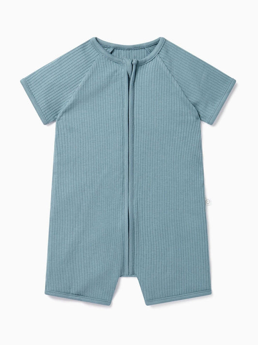 MORI Blue Zip Up Summer Short Sleepsuit Romper image 2