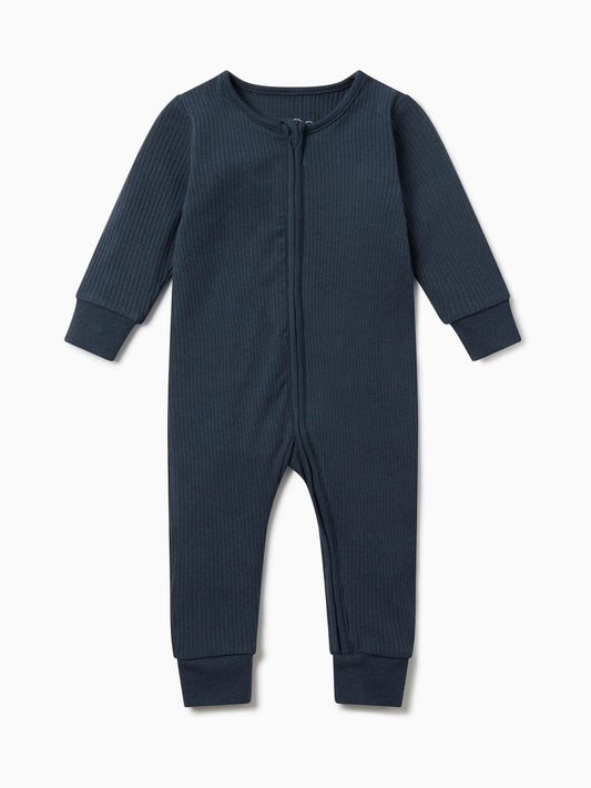MORI Navy Stretch Supersoft 2 Way Zip Sleepsuit image 2