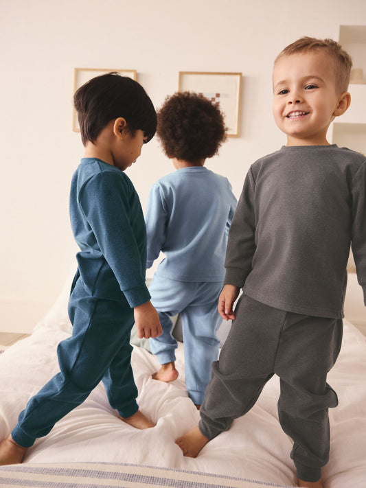 Blue/Navy/Grey Relaxed Fit Pyjamas 3 Pack (9mths-12yrs) image 3