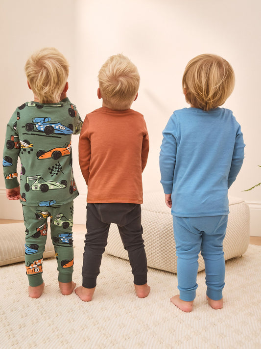 Blue/Green Mini Snuggle Pyjamas 3 Pack (9mths-10yrs) image 3