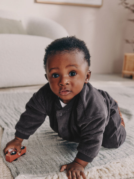 Black/White Baby Velour Jacket, Top and Joggers Set (0mths-2yrs)