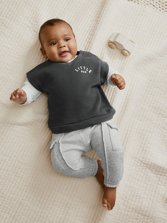 Grey Little Man Baby Gilet Top and Leggings Set (0mths-2yrs) image 2