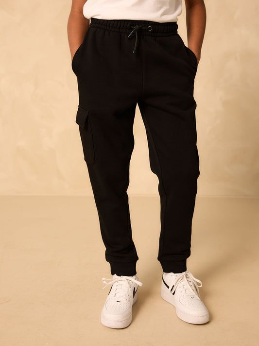 Black Utility Crew Hoodie and Joggers Set