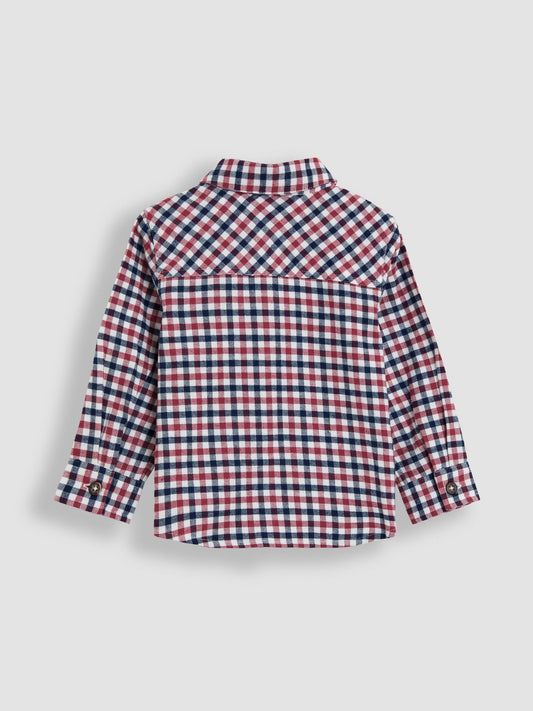 Dsiney Kidz - JoJo Maman Bébé Burgundy Red Tattersall Check Shirt image 2