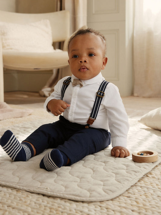 Dsiney Kidz - Navy Baby Shirt Trousers and Braces 4 Piece Set (0mths-2yrs) image 2