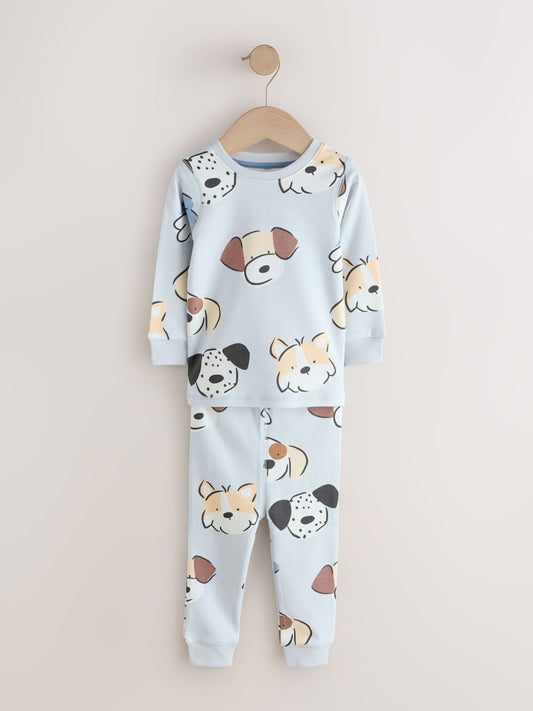 Blue/Ecru Dog Snuggle Pyjamas 3 Pack (9mths-6yrs) image 3