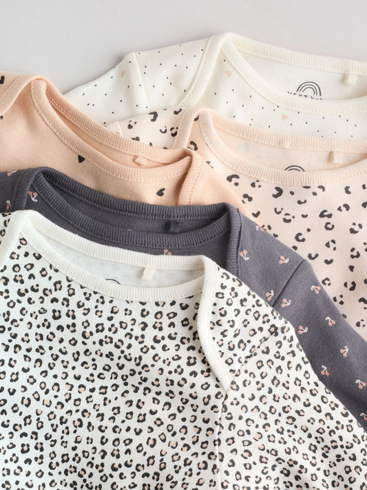 Monochrome Long Sleeve Baby Bodysuits 5 Pack image 3