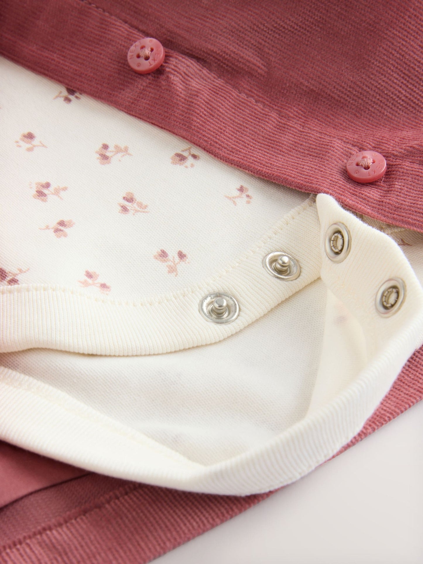 Pink Embroidered Baby Cord Pinafore Long Sleeve Bodysuit & Tights Set (0mths-2yrs)