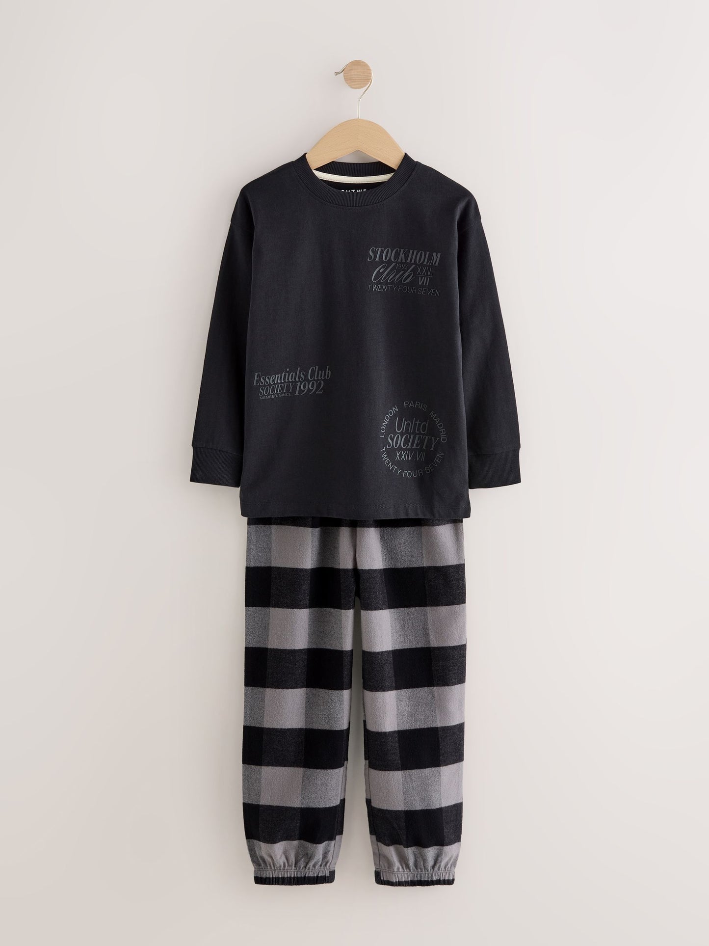Black/Green/White Woven Check Pyjamas 3 Pack (3-16yrs) image 14