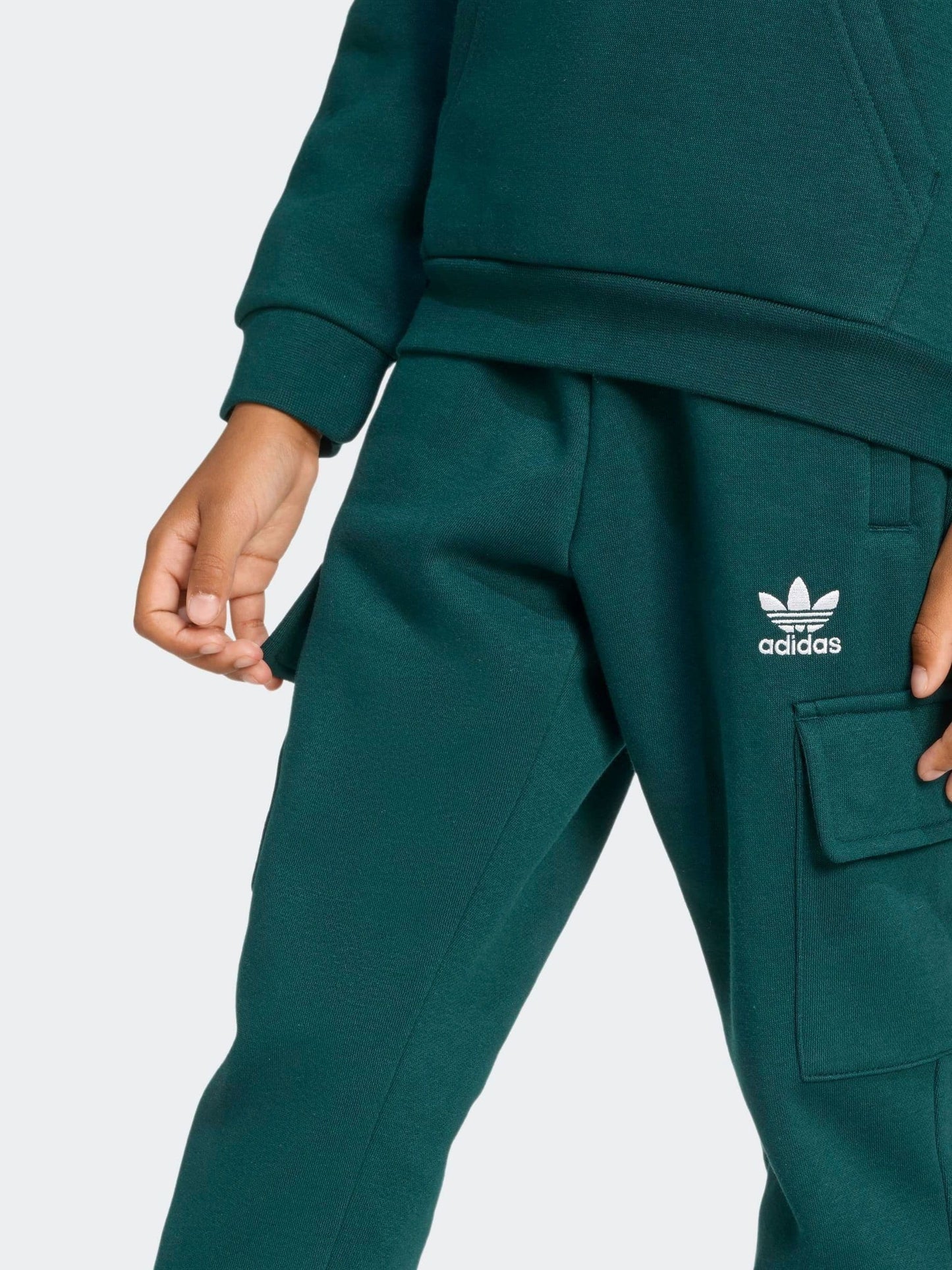 adidas Originals Green Little Kids Hoodie and Cargo Joggers Set image 5