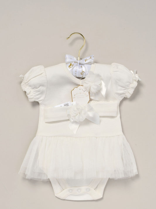 Dsiney Kidz - Rock-A-Bye Baby Boutique White Rose Ribbon Detail Tutu Bodysuit And Headband Outfit Set image 2