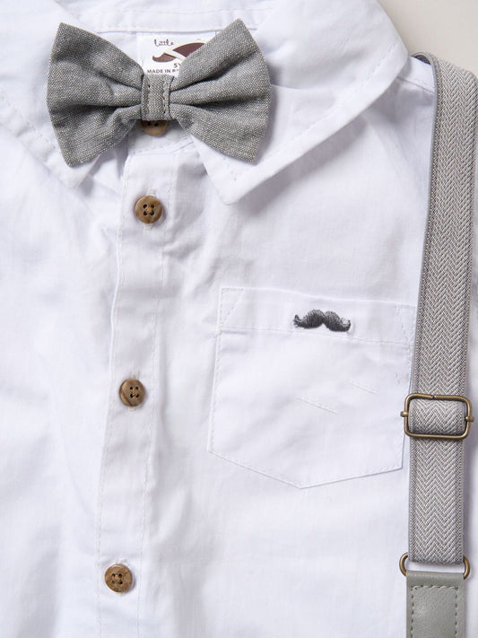 Dsiney Kidz - Little Gent White Shirt Shorts And Braces Outfit Set image 2