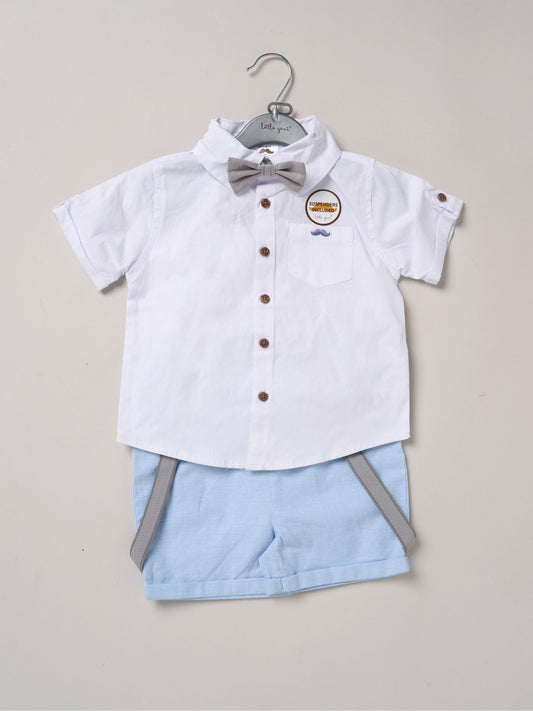 Dsiney Kidz - Little Gent Blue Shirt Shorts And Braces Outfit Set image 2