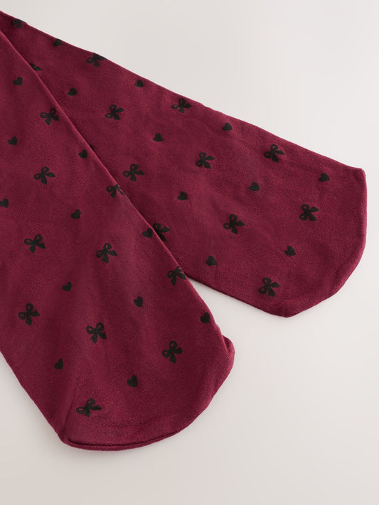 Burgundy Red Bow 40 Denier Tights image 3