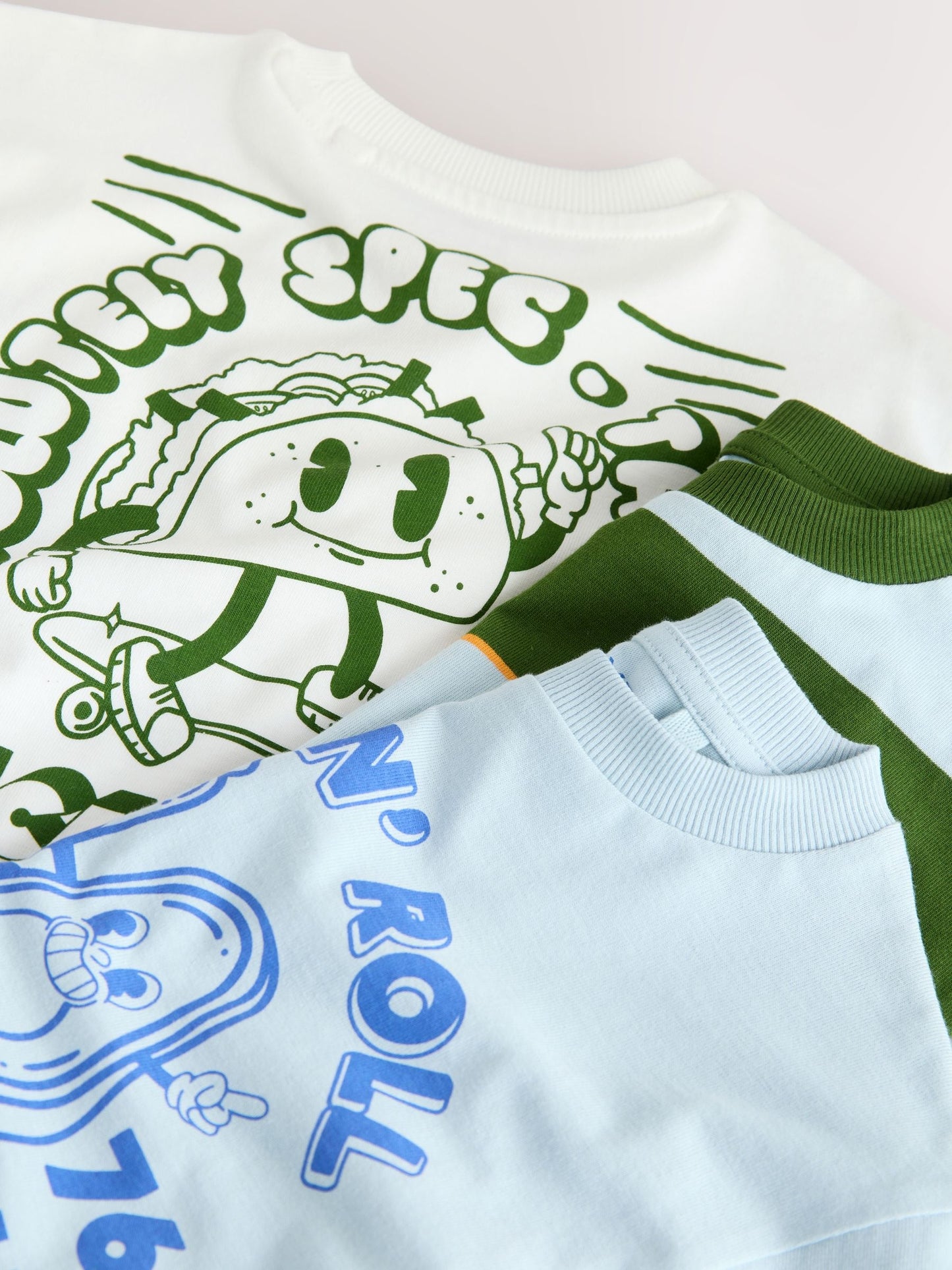 Dsiney Kidz - Blue/Green Taco Long Sleeve Graphic Print T-Shirts 3 Pack (3mths-7yrs) image 9