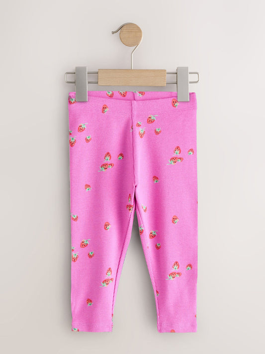 Pink Berry Ribbed Leggings 5 Pack (3mths-7yrs) image 2