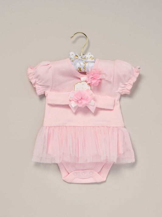 Dsiney Kidz - Rock-A-Bye Baby Boutique Pink Rose Ribbon Detail Bodysuit And Headband Outfit Set image 2