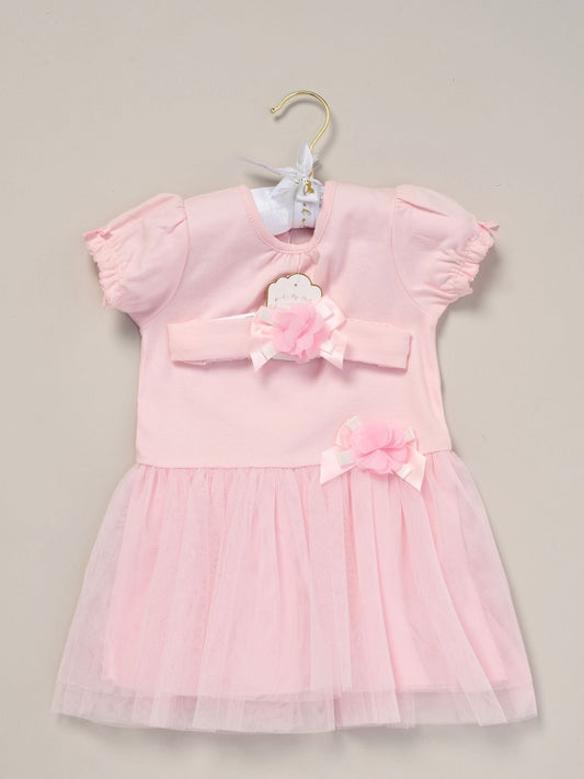 Rock-A-Bye Baby Boutique Pink Ribbon Detail Dress And Headband Outfit Set image 2