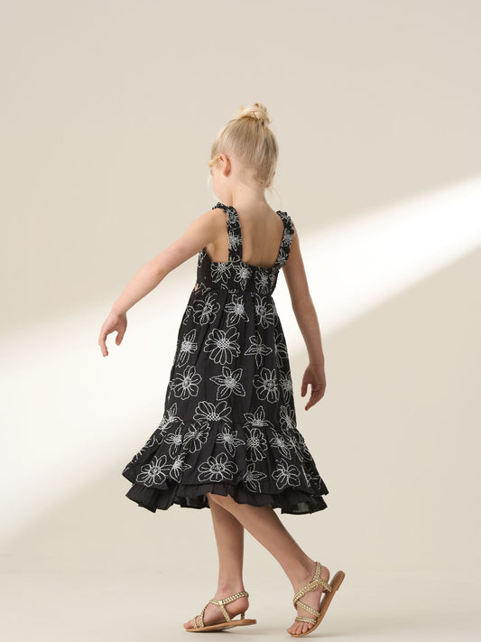 Dsiney Kidz - Angel & Rocket Black Maya Embroidered Woven 100% Cotton Dress image 2