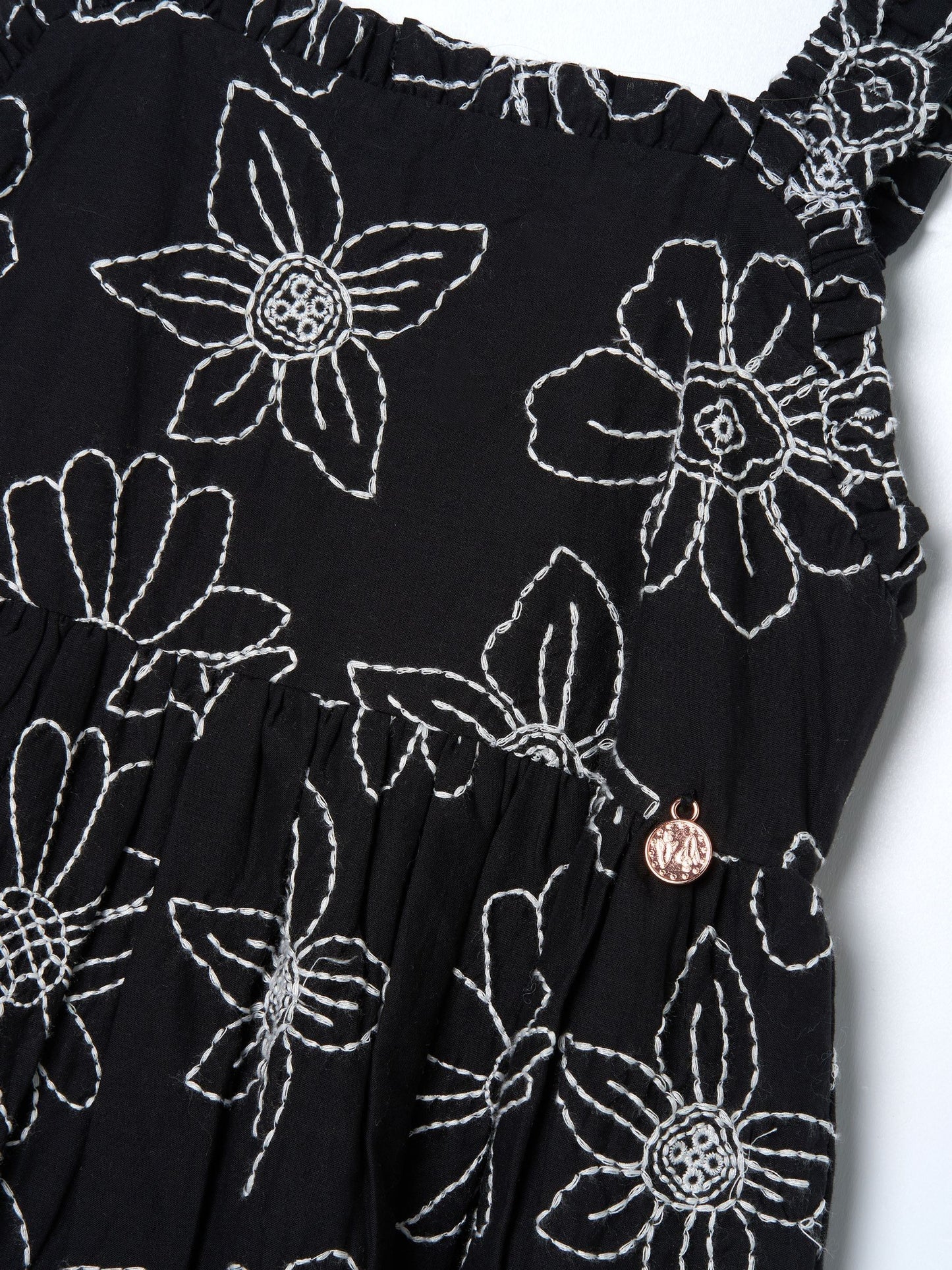 Angel & Rocket Black Maya Embroidered Woven 100% Cotton Dress image 7