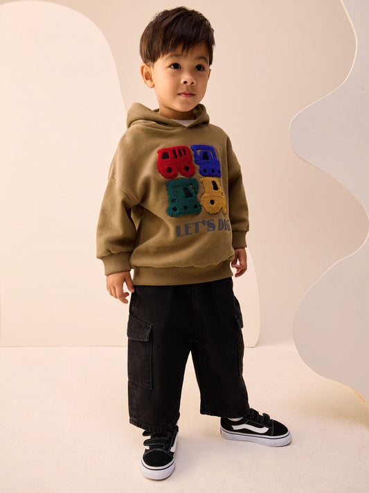 Rust Brown Long Sleeve Printed Hoodie (3mths-7yrs)