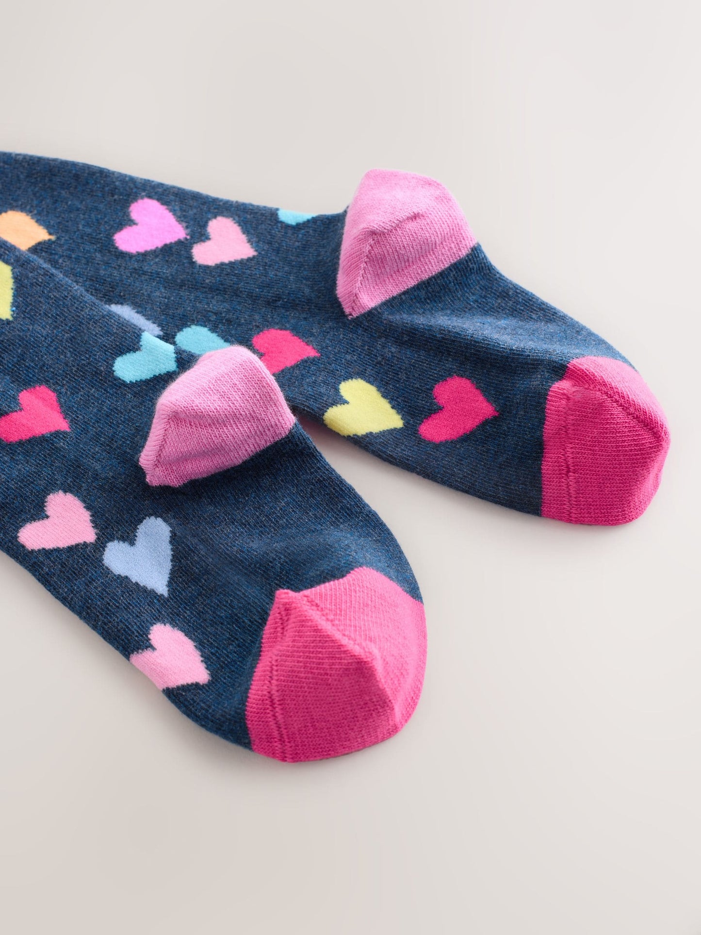 Navy Blue/Multi Cotton Rich Heart Print Tights 1 Pack image 3